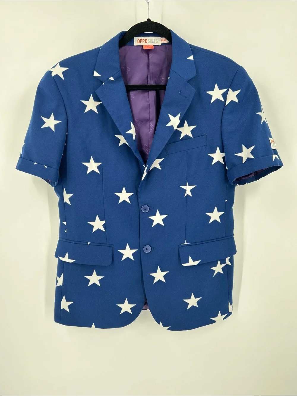 OppoSuits Patriotic Blue & White Star Short Sleeve Blazer 38